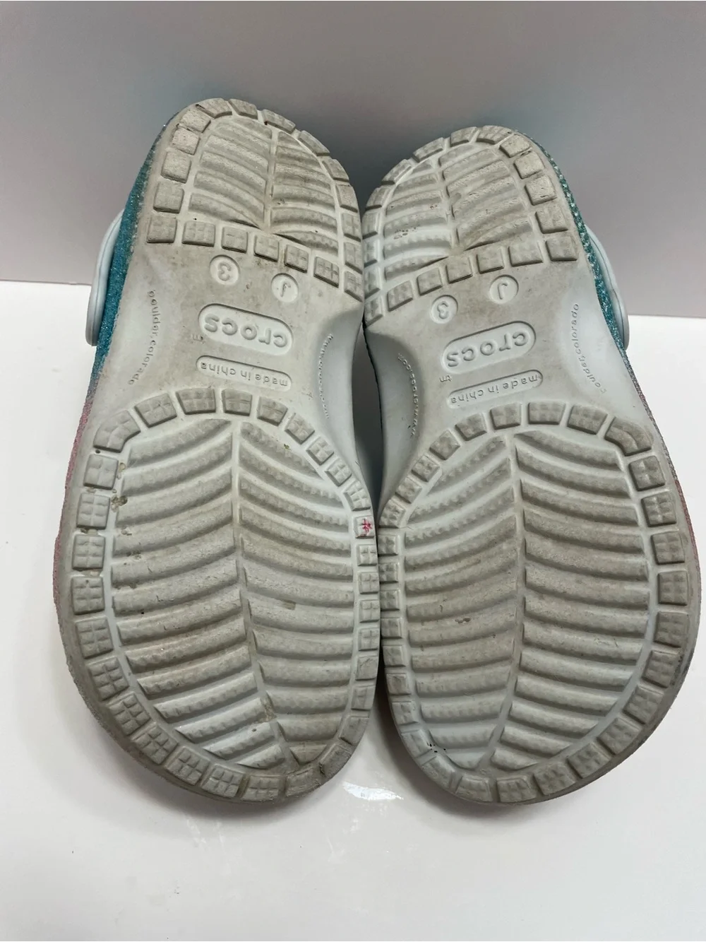 CROCS Kids Ombre Glitter Clogs - Teal, Pink, Silver